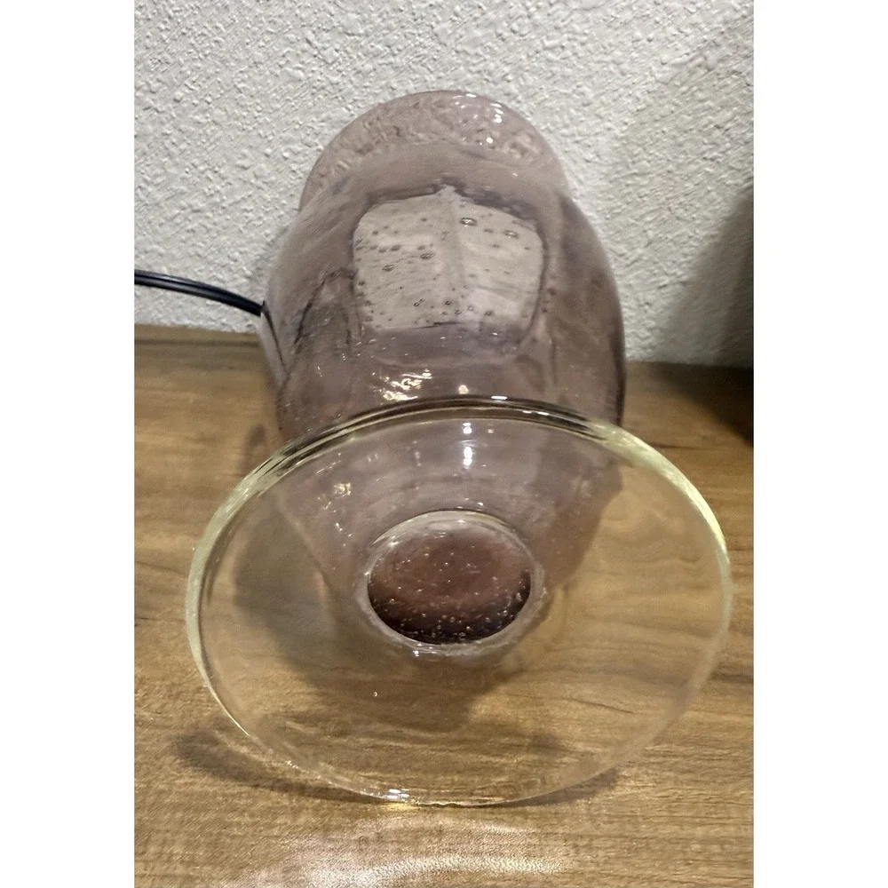 Vintage Hand Blown Pink Controlled Bubble Glass Vase 8